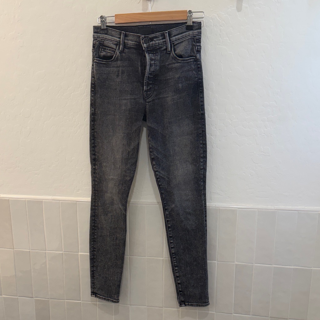 Mothers High-Rise Black Washed Skinny Jeans